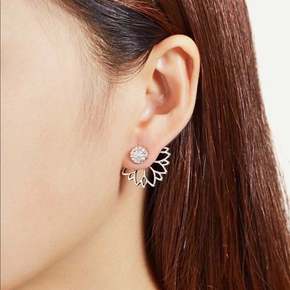 Silver Flower Stud Earrings - Picture 1 of 6